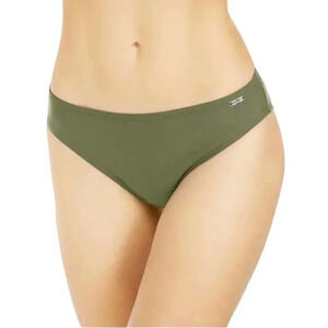 DKNY Solid Hipster Olive Green Nylon Blend Swim Bottoms